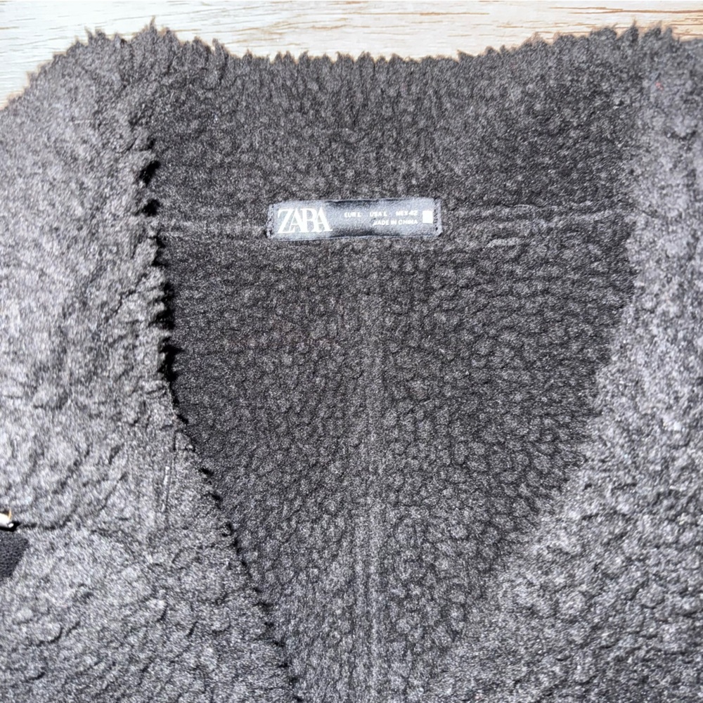 Zara Black Shearling Aviator Jacket - Picture 2 of 4